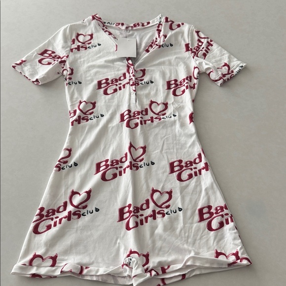 Other - Bad Girls Club White and Red Graphic Romper